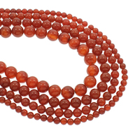 Natürlich rote Achat Perlen, Roter Achat, rund, verschiedene Größen vorhanden, Bohrung:ca. 1mm, Länge:ca. 15.5 ZollInch, verkauft von Strang