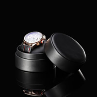 Leder Uhrenschatulle, PU Leder, Zylinder, schwarz, 100x100x65mm, verkauft von PC