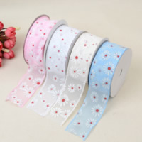 Gauze Ribbon, with flower pattern & double-sided 38mm 