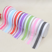 Polyester Ribbon, with Gauze, with round spot pattern & single-sided, mixed colors, 38mm 