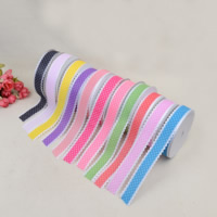 Polyester Ribbon, with round spot pattern & single-sided, mixed colors, 25mm 