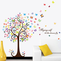 Wall Stickers, PVC Plastic, Tree, adhesive & with letter pattern & waterproof 