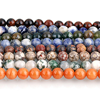 Edelstein Perle, rund, natürlich, verschiedenen Materialien für die Wahl, 12mm, Bohrung:ca. 1mm, Länge:ca. 15 ZollInch, ca. 32PCs/Strang, verkauft von Strang
