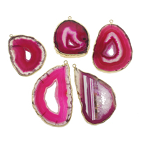 Lace Agate Pendants, with Zinc Alloy, gold color plated - Approx 2mm, Approx 