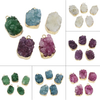 Ice Quartz Agate Pendants, with Zinc Alloy, gold color plated, druzy style Approx 2mm, Approx 