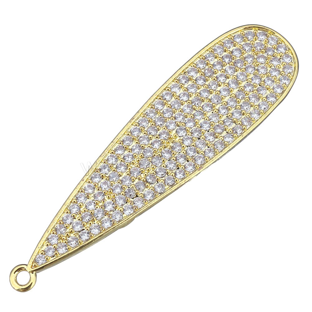 Cubic Zirconia Micro Pave Brass Pendant, Teardrop, plated, different size for choice & micro pave cubic zirconia, more colors for choice, Sold By PC