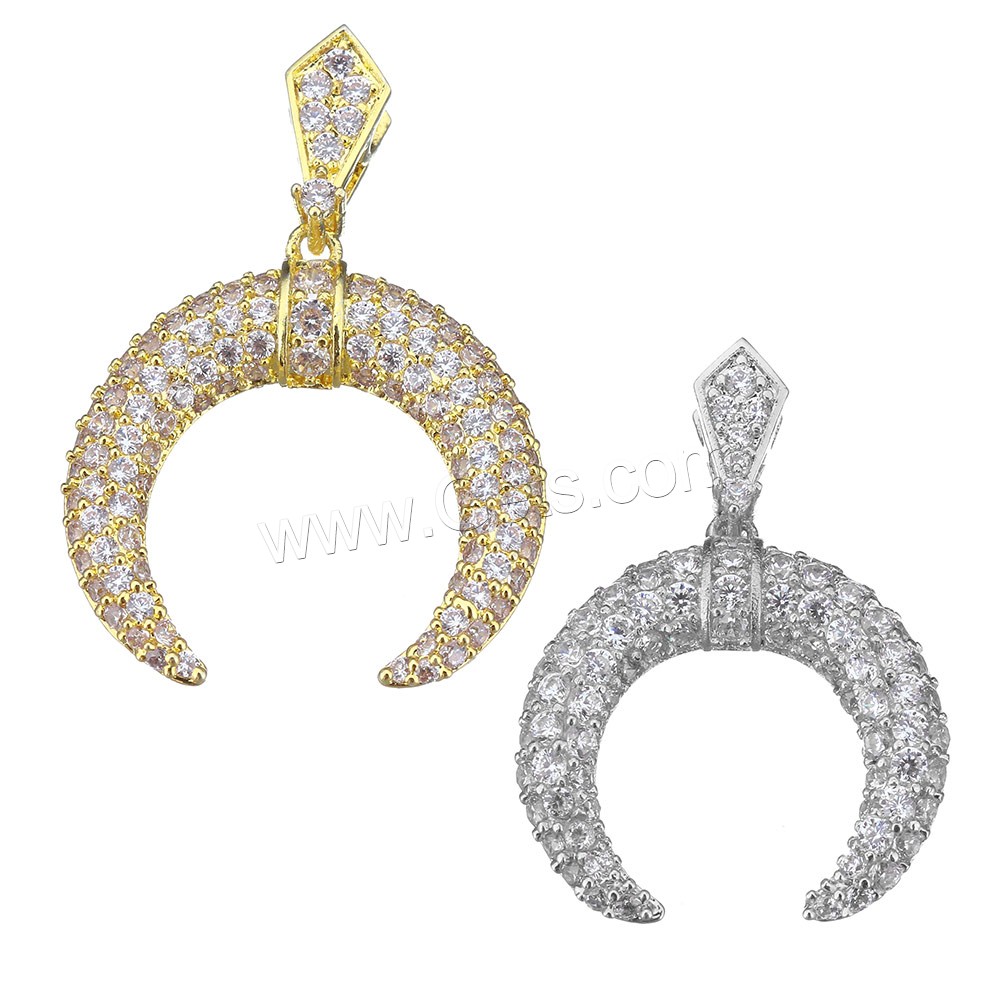Cubic Zirconia Micro Pave Brass Pendant, plated, different size for choice & micro pave cubic zirconia, more colors for choice, Sold By PC