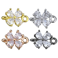 Cubic Zirconia Micro Pave Brass Connector, Flower, plated, with cubic zirconia & 1/1 loop Approx 1mm 