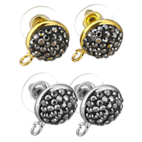 Zinc Alloy Earring Drop Component, with Rhinestone Clay Pave, plated, with loop Approx 2mm 