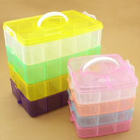 Plastic Bead Container, Rectangle, transparent & 18 cells 