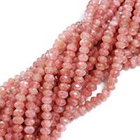 Strawberry Quartz Perle, Rondell, natürlich, verschiedene Größen vorhanden & facettierte, Bohrung:ca. 0.5-1mm, Länge:ca. 16 ZollInch, verkauft von Strang