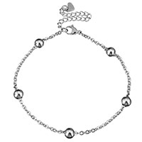 Stainless Steel Anklets Jewelry, with 2.5lnch extender chain, oval chain & for woman, original color, 2mm Approx 8.5 Inch 