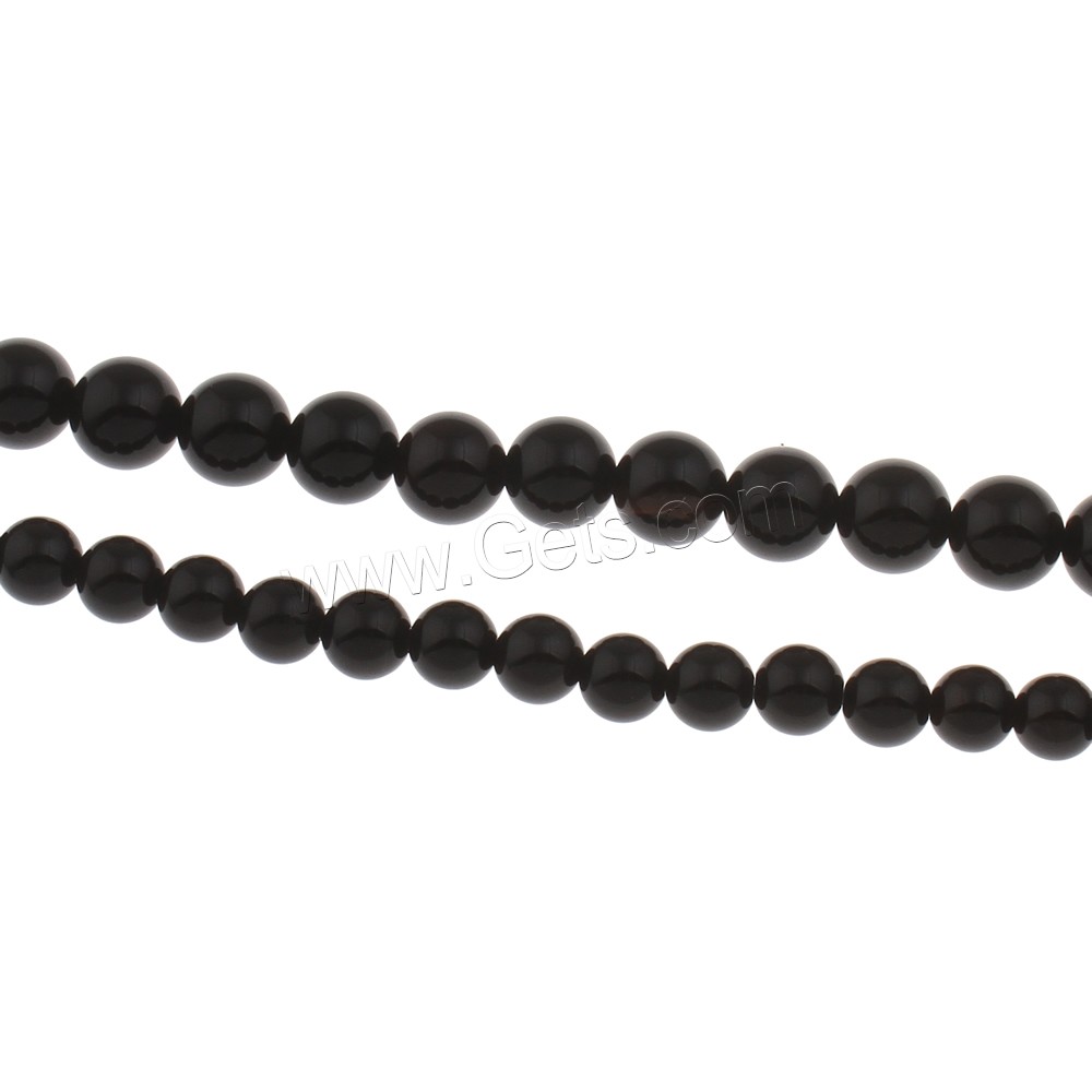 Natürliche schwarze Achat Perlen, Schwarzer Achat, rund, verschiedene Größen vorhanden, Grade A, Bohrung:ca. 1mm, Länge:ca. 15.7 ZollInch, verkauft von Strang
