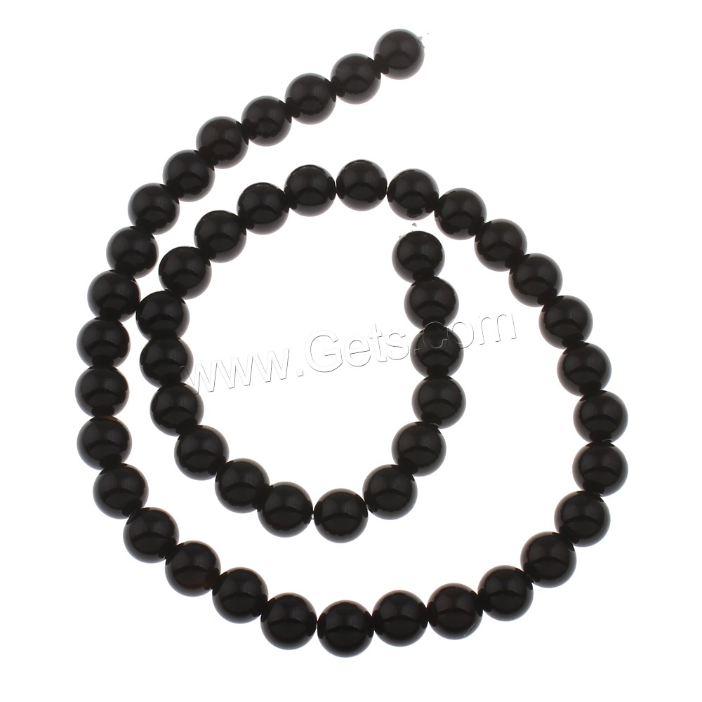 Natürliche schwarze Achat Perlen, Schwarzer Achat, rund, verschiedene Größen vorhanden, Grade A, Bohrung:ca. 1mm, Länge:ca. 15.7 ZollInch, verkauft von Strang