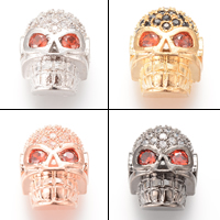 Cubic Zirconia Micro Pave Brass Beads, Skull, plated, micro pave cubic zirconia nickel, lead & cadmium free Approx 2-3mm 