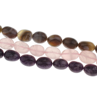 Gemischte Edelstein Perlen, oval, verschiedenen Materialien für die Wahl, 15x21x4mm-17x23x16mm, Bohrung:ca. 1mm, Länge:ca. 15.5 ZollInch, ca. 17PCs/Strang, verkauft von Strang