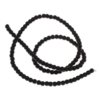 Synthetische Türkis Perlen, rund, schwarz, 4x4mm, Bohrung:ca. 0.5mm, Länge:15.7 ZollInch, verkauft von Strang