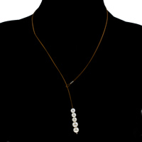 Ожерелье из пресноводных жемчуг на латунной цепочке, Латунь, с Пресноводные жемчуги, с 5cm наполнитель цепи, плакирован золотом, Женский, не содержит никель, свинец, 9-10mm, длина:Приблизительно 11.5 дюймовый, продается Strand