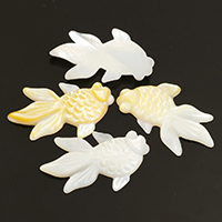 Coquille bijoux Cabochon, poisson, naturel, différents matériaux pour le choix & dos plat Vendu par PC
