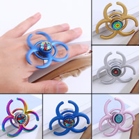 Finger Hand Fidget Spinner Gyroscope Ring, Zinc Alloy, with Glass, plated, Unisex & with painted & adjustable lead & cadmium free US Ring 