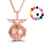 Pregnant Ball Locket Pendant, Brass, with Sponge, Wing Shape, plated, Essential oil diffusion & hollow lead & cadmium free, 20mm-30mm Approx 2-4mm 