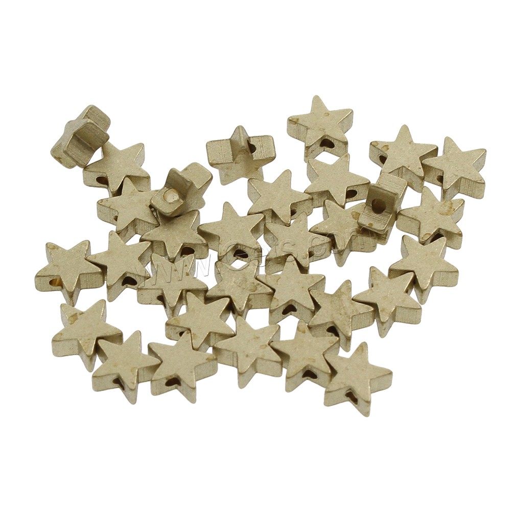 Brass Jewelry Beads, Star, different size for choice, original color, lead & cadmium free, Hole:Approx 1.5mm, 1000PCs/Bag, Sold By Bag