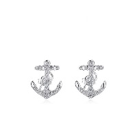 Newegg® Jewelry Earring, Brass, Anchor, platinum plated, nautical pattern & for woman & with rhinestone 