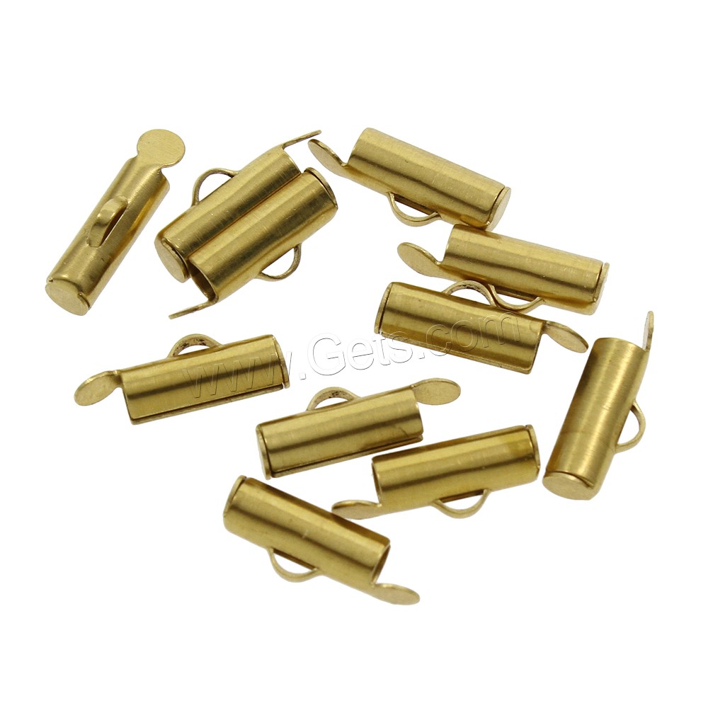 Brass Ribbon Crimp End, different size for choice, original color, nickel, lead & cadmium free, Hole:Approx 4mm, 1000PCs/Bag, Sold By Bag