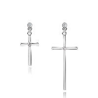 Newegg® Jewelry Earring, Zinc Alloy, Cross, platinum plated, for woman & with rhinestone  