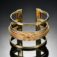 Bracelets manchette de fer , Placage de couleur d'or, pour femme, sans plomb et cadmium Diamètre inté Environ 63mm Environ 7.5 pouce, Vendu par PC