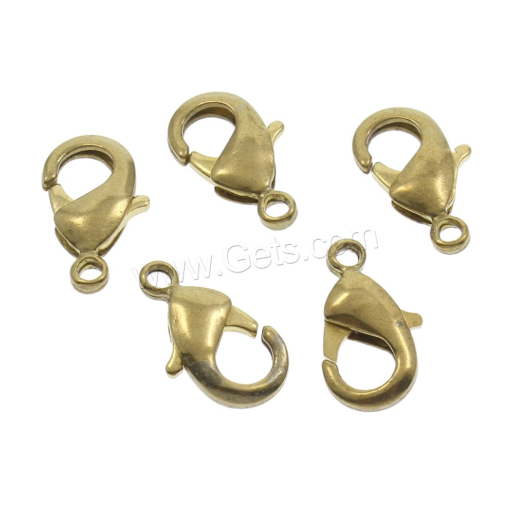 Brass Lobster Claw Clasp, plated, different size for choice, original color, Sold By PC