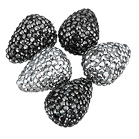 Strass Ton befestigte Perlen, Lehm pflastern, Tropfen, mit Strass, keine, 14x18x14mm, Bohrung:ca. 1mm, verkauft von PC[