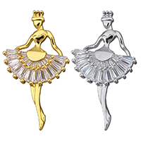 Cubic Zirconia Micro Pave Brass Pendant, Dancing Girl, plated, micro pave cubic zirconia Approx 1.5mm 
