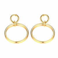 Edelstahl Tropfen Ohrring, Kreisring, goldfarben plattiert, für Frau, 45x63mm, verkauft von Paar