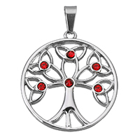 Tree Of Life Pendants, Stainless Steel, for woman & with rhinestone, original color Approx 