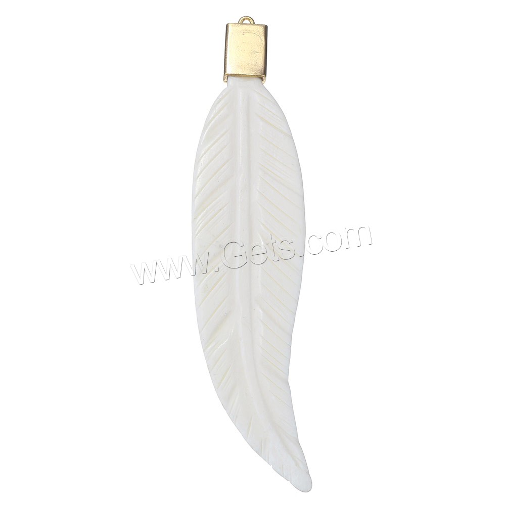 Synthetic Ivory Pendant, with Brass, Leaf, plated, different styles for choice & micro pave cubic zirconia, more colors for choice, 25x111x8mm, Hole:Approx 2mm, Sold By PC