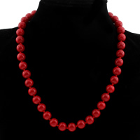 Synthetic Coral Necklace, Round & for woman Approx 17.5 Inch 