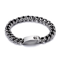 Men Bracelet, Stainless Steel, twist oval chain & for man & blacken, 10mm Approx 8.6 Inch 