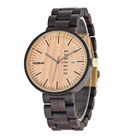 Redear® Unisex Jewelry Watch, Stainless Steel, with Glass & Wood Approx 10.4 Inch 