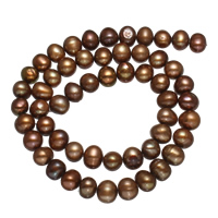 Round Cultured Freshwater Pearl Beads, natural, coffee color, Grade A, 7-8mm Approx 0.8mm .5 Inch 