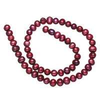 Round Cultured Freshwater Pearl Beads, natural, fuchsia, Grade A, 7-8mm Approx 0.8mm .5 Inch 