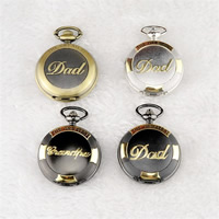 Pocket Watch, Zinc Alloy, with Glass, Flat Round, plated, Unisex & twist oval chain & with letter pattern 4mm Approx 10.6 Inch 