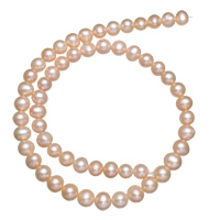 Round Cultured Freshwater Pearl Beads, natural, pink, Grade A, 7-8mm Approx 0.8mm Approx 15 Inch 