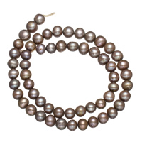 Round Cultured Freshwater Pearl Beads, Slightly Round, grey, 7-8mm Approx 0.8mm Approx 16 Inch 
