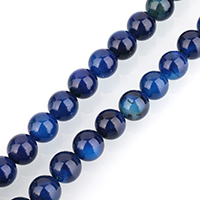 Natürliche blaue Achat Perlen, Blauer Achat, rund, verschiedene Größen vorhanden, Grade AAAAAA, Bohrung:ca. 1mm, Länge:ca. 15.5 ZollInch, verkauft von Strang