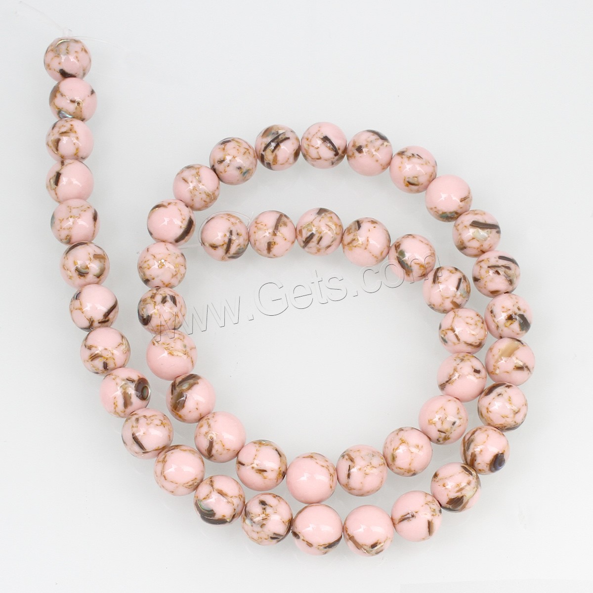 Synthetische Türkis Perlen, rund, verschiedene Größen vorhanden & Goldpulver, keine, Bohrung:ca. 1mm, verkauft von Strang