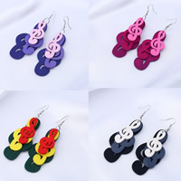 Wood Earring, with Zinc Alloy, iron earring hook, Music Note, dyed & for woman 