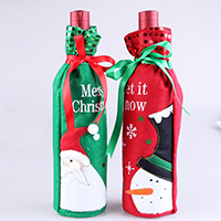 Cloth Christmas Wine Bag, with Plastic Sequin & Satin Ribbon, Christmas jewelry & with letter pattern 