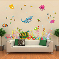 Wall Stickers, PVC Plastic, ocean design & adhesive & waterproof 