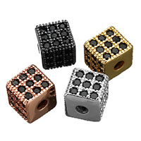 Cubic Zirconia Micro Pave Brass Beads, Cube, plated, micro pave cubic zirconia Approx 2mm 